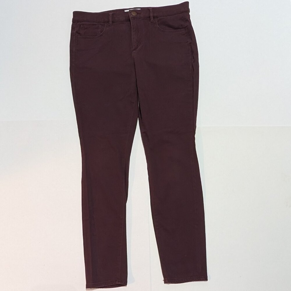 Loft Women's Maroon Mid-Rise Leggings/Stretch Soft Jeans, Size 8P/29 waist
